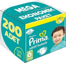 PRİMA AKTİF BEBEK BEZİ 6 NUMARA 200 ADET ürün görseli 1