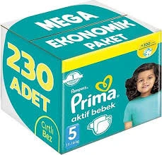 PRİMA AKTİF BEBEK NO:5 EKONOMİK PAKET JUNİOR 11/16 KG 230 ADET ürün görseli 1
