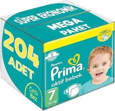 PRİMA AKTİF BEBEK BEZİ 7 NUMARA 204 ADET ürün görseli 1