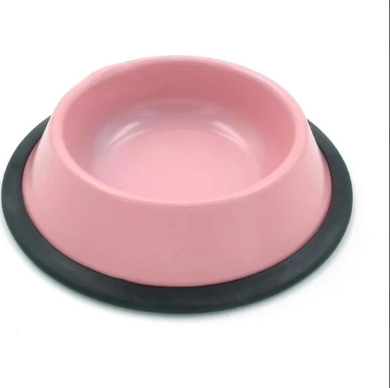 Pembe Çelik Kedi Köpek Mama-Su Kabı 16 Cm ürün görseli 1