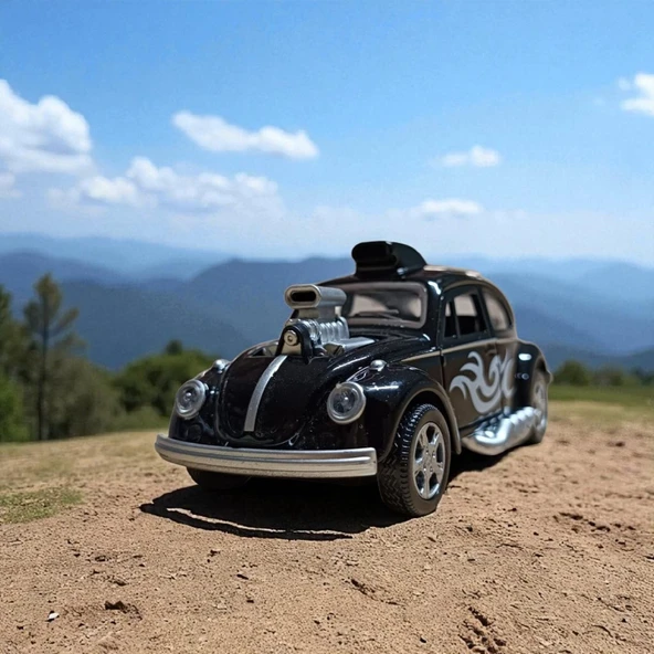 Metal Araba Çek Bırak Vw Bettle Modifiye Siyah Sesli ve Işıklı ürün görseli 1