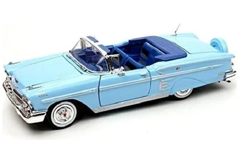 1958 Chevrolet Impala Mavi 1/24 Model Araba - Resim 5