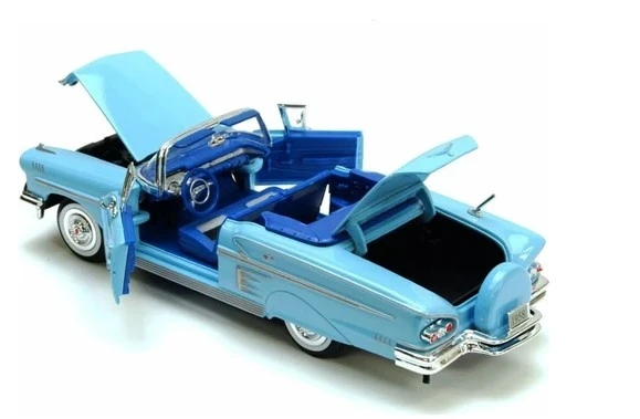 1958 Chevrolet Impala Mavi 1/24 Model Araba - Resim 3
