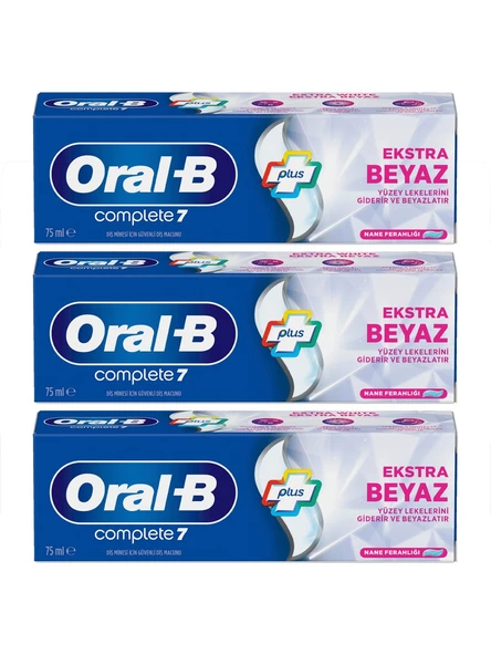 Oral-B complete 7 Ekstra Beyaz Diş Macunu 75 ml x 3 Adet ürün görseli 1