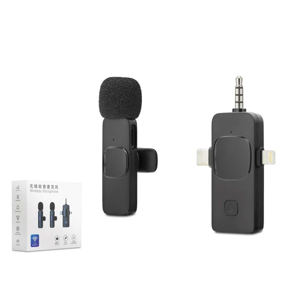 Kablosuz Mikrofon 3.5 Mm + Type-C + Lıghtnıng Siyah HDX2781 ürün görseli 1