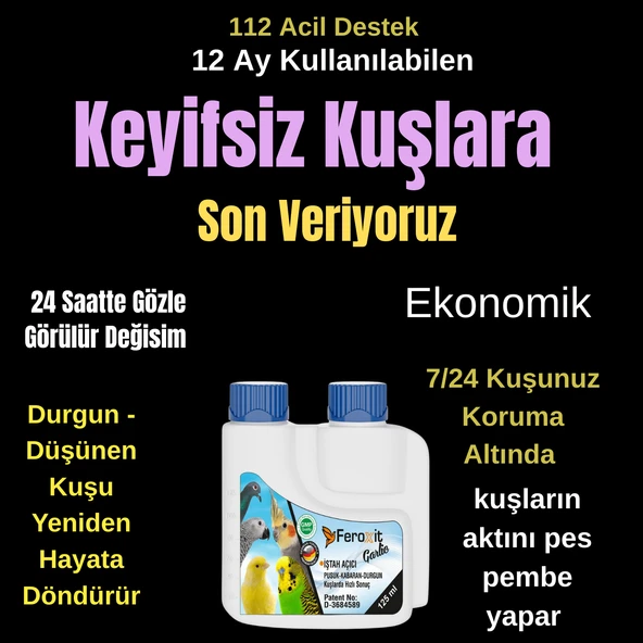 Pusuk -Kabaran -Durgun Kuşlarda Kısa Sürede Çözüm 125 ml Keyifsiz Kuşlara Çözüm ürün görseli 1