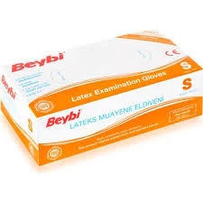Beybi Lateks Pudralı Muayene Eldiveni S (Small) 100 Lü ürün görseli 1