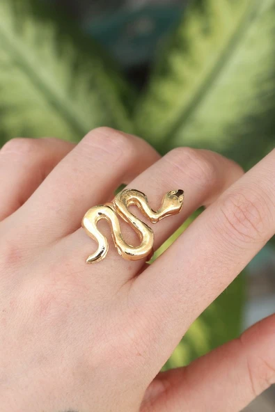 Pirinç Gold Renk Ayarlanabilir Yılan Yüzük - TJ-BYK3164 ürün görseli 1