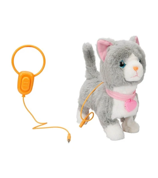 Peluş Sevimli Kedi Gigi Hareketli Sesli Gri Renk ürün görseli 1