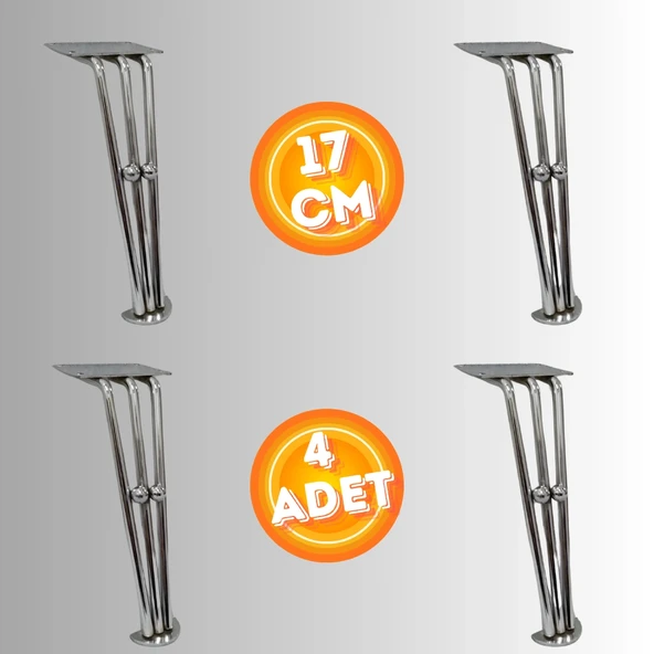 17 CM METAL BONCUKLU KOLTUK AYAĞI MOBİLYA AYAĞI ÜNİTE AYAĞI KONSOL AYAĞI PUF BERJER AYAĞI (4ADET) ürün görseli 1