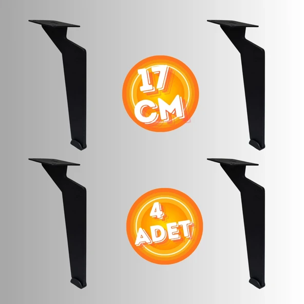 17 CM METAL TABANCA AYAK KOLTUK AYAĞI MOBİLYA AYAĞI ÜNİTE AYAĞI KONSOL AYAĞI PUF BERJER AYAĞI ( 4 ADET ) ürün görseli 1