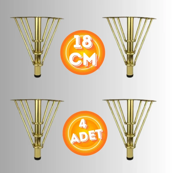 18 CM METAL 3 TELLİ KOLTUK AYAĞI MOBİLYA AYAĞI ÜNİTE AYAĞI KONSOL AYAĞI PUF BERJER AYAĞI (4 ADET) ürün görseli 1
