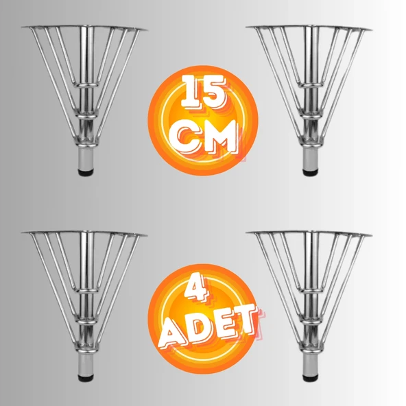 15 CM METAL 3 TELLİ KOLTUK AYAĞI MOBİLYA AYAĞI ÜNİTE AYAĞI KONSOL AYAĞI PUF BERJER AYAĞI (4 ADET) ürün görseli 1