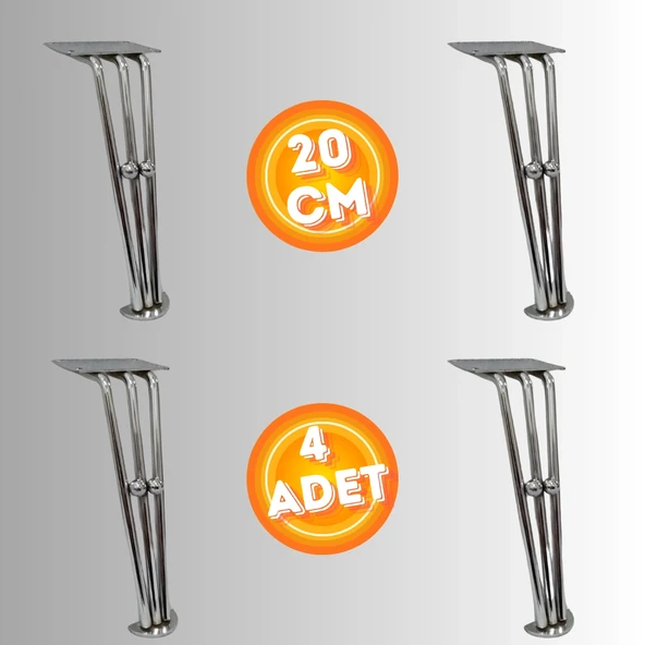 20 CM METAL BONCUKLU KOLTUK AYAĞI MOBİLYA AYAĞI ÜNİTE AYAĞI KONSOL AYAĞI PUF BERJER AYAĞI (4ADET) ürün görseli 1