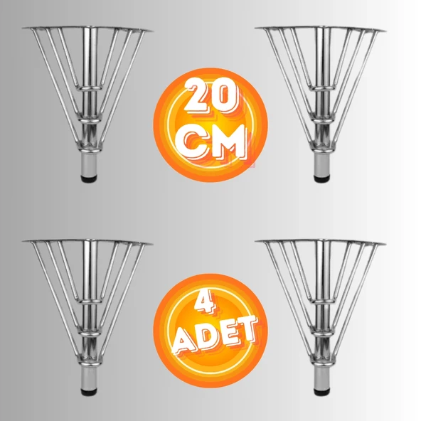 20 CM METAL 3 TELLİ KOLTUK AYAĞI MOBİLYA AYAĞI ÜNİTE AYAĞI KONSOL AYAĞI PUF BERJER AYAĞI (4 ADET) ürün görseli 1