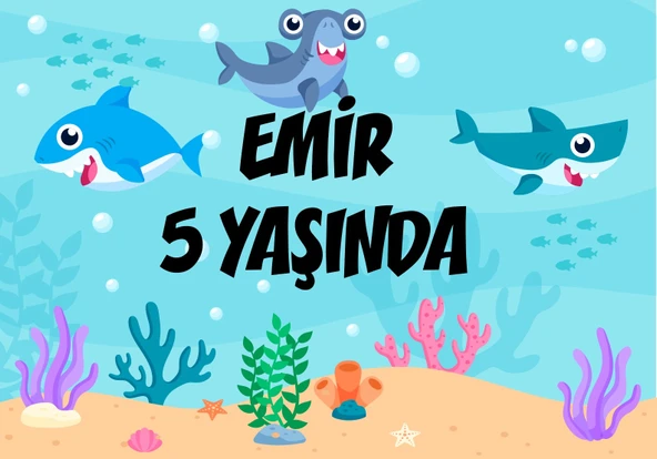 Deniz ve Balıklar Doğum Günü Afişi - 35x50 Cm ürün görseli 1