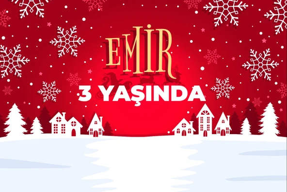 Kar ve Şehir Temalı Doğum Günü Afişi - 35x50 Cm ürün görseli 1