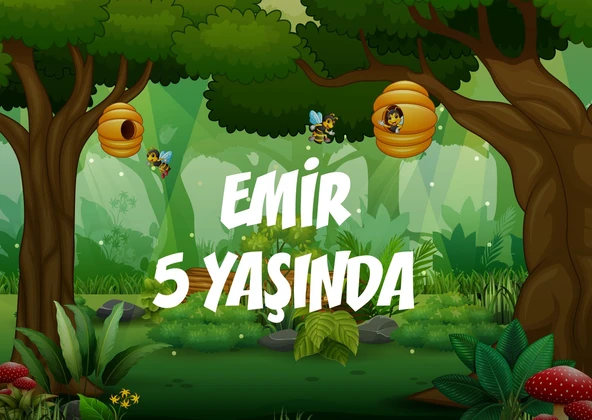 Orman Temalı Doğum Günü Afişi - 35x50 Cm ürün görseli 1
