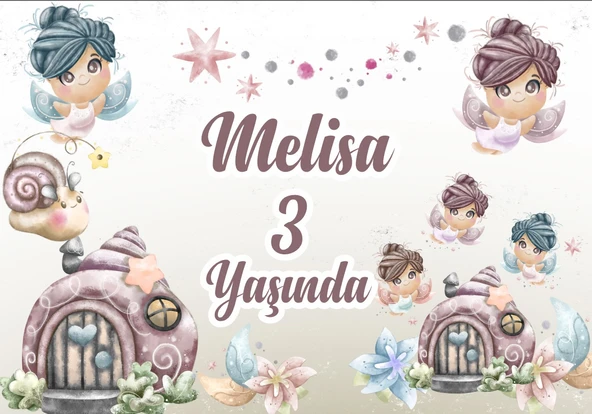 Peri Temalı Doğum Günü Afişi - 35x50 Cm ürün görseli 1