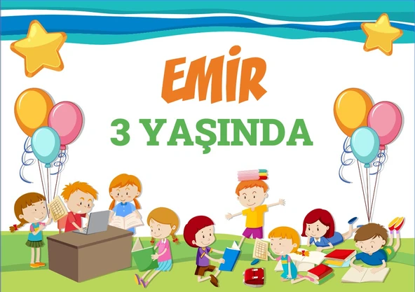 Çocuklar Temnalı Doğum Günü Afişi - 50x70 Cm ürün görseli 1