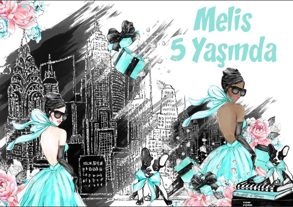 Siyah Şehir ve Kız Temalı Doğuım Günü Afişi - 70x100 Cm ürün görseli 1