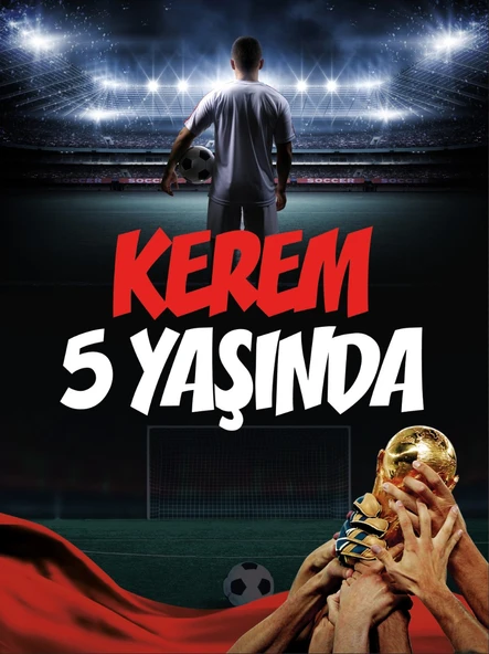 Futbol Temalı Doğum Günü Afişi - 50x70 Cm ürün görseli 1