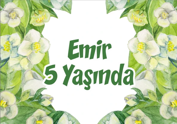 Beyaz Çiçekler Temalı Doğum Günü Afişi - 100x150 Cm ürün görseli 1