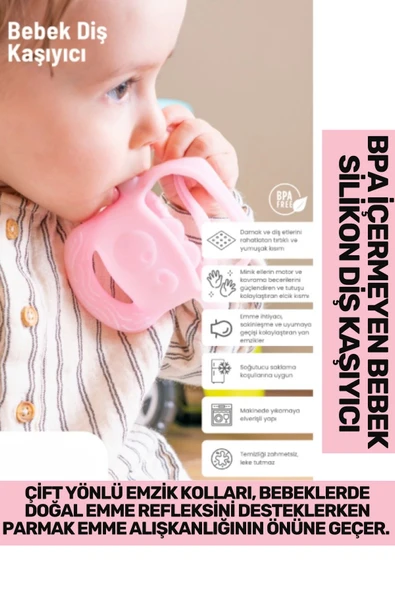 Bpa İçermeyen Yumuşak Diş Çıkarma Dönemi Kaşıma Karşıtı Eğlenceli Güvenli Bebek Silikon Diş Kaşıyıcı ürün görseli 1