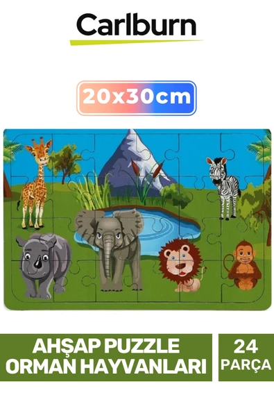 Özel Üretim Eğitici Zeka Geliştirici Öğretici Ahşap Puzzle Orman Hayvanları - 24 Parça ürün görseli 1