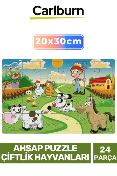 Özel Eğitici Zeka Geliştirici Öğretici El Göz Koordinasyonu Ahşap Puzzle Çiftlik Hayvanları 24 Parça ürün görseli 1