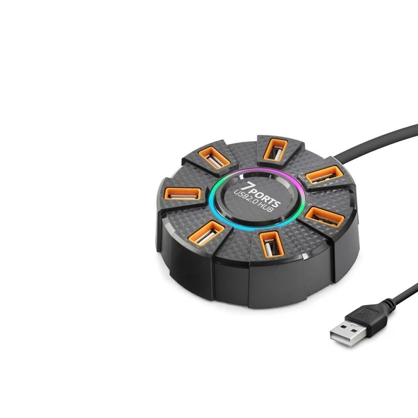 Usb Hub 7*Usb 1.2M Siyah HDX7035 ürün görseli 1