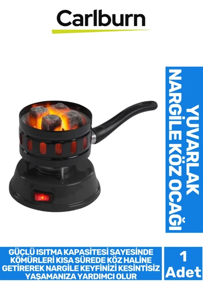 Premium Açma Kapama Düğmeli Dayanıklı Emaye Kaplama Yuvarlak Galvaniz Elektrikli Nargile Köz Ocağı ürün görseli 1