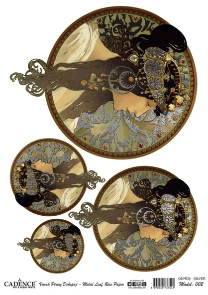 Cadence Desenli Gümüş Varak Pirinç Dekoapaj Kağıdı - Model 002 ürün görseli 1