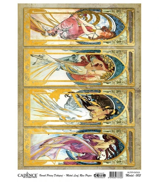 Cadence Desenli Altın Varak Pirinç Dekoapaj Kağıdı - Model 003 ürün görseli 1