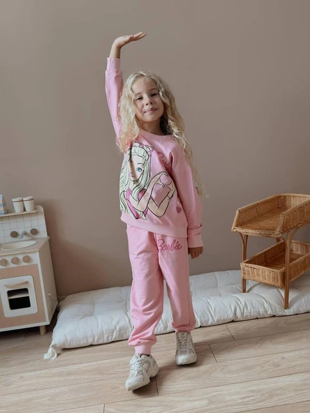 Cg Kids Barbie 2 iplik kumaş kız çocuk alt üst takım süper kalite ürün görseli 1