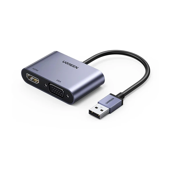 UGREEN 20518 CM449 USB 3.0 1080P 60Hz Full HD HDMI VGA Dönüştürücü Adaptör Alüminyum ABS ve PC Malze ürün görseli 1