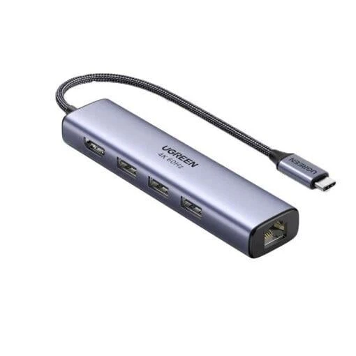 UGREEN 20934 CM475 5 in 1 Type-C to 3xUSB 3.0 4K 60Hz HDMI RJ45 1000Mbps Gigabit Ethernet Dönüştürüc ürün görseli 1