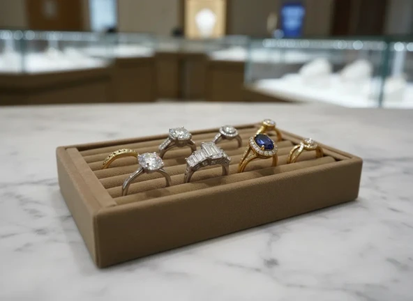 Tunus Model Süet Kumaş Kahve Renk 22/14 Cm Sosisli Yüzük Standı ürün görseli 1