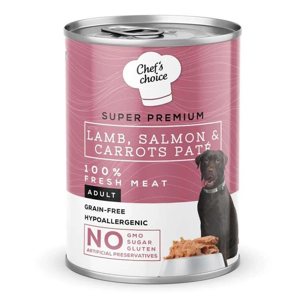 Chefs Choice Kuzu Somon Havuçlu Tahılsız Köpek Yaş Maması 400 Gr ürün görseli 1