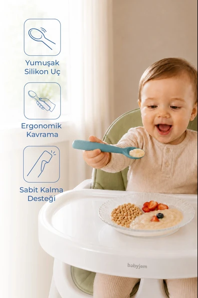 Babyjem Yumuşak Uçlu Silikon Kaşık Mint ürün görseli 1
