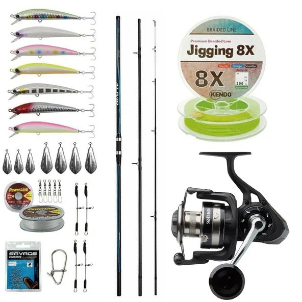 YekOutdoor Yüksek Performans Shimano Kamış Alivio Surf T 425 BX-G 4,25m 225g 3pc&Savage Gear SGS8 8000 FD 8+1BB Olta Makinesi ürün görseli 1