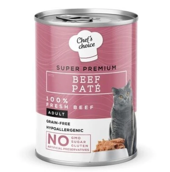 Chefs Choice Sığır Etli Tahılsız Ezme Kedi Yaş Maması 400 Gr ürün görseli 1