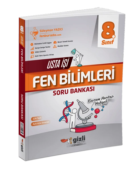 GİZLİ YAYINLARI 8. Sınıf Fen Bilimleri Usta İşi Soru Bankası (Kavram Haritası Hediyeli) ürün görseli 1