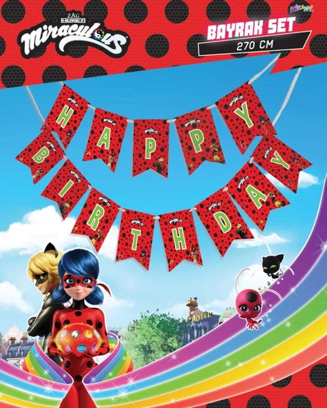Miraculous Super Heroez Happy Bırthday Uzar Yazı Banner ürün görseli 1