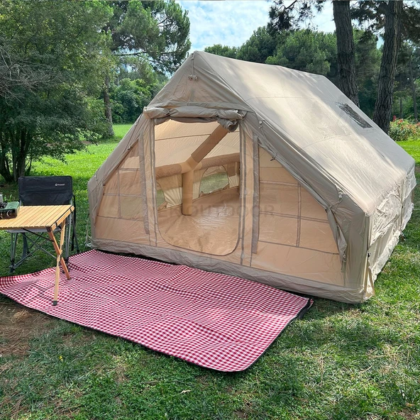 Yek Outdoor 420D Oxford 12 Kişilik 4 Mevsim Soba Çıkışlı Şişme Kamp Çadırı – Pompalı, 400x300x210 cm ürün görseli 1