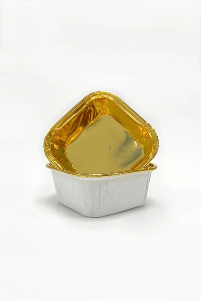 Dolphin Muffin Kek Kapsülü Kare Beyaz-Altın 25li ürün görseli 1