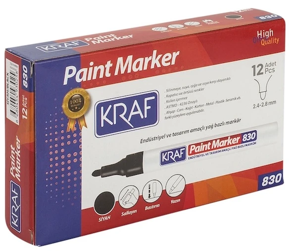 Kraf Paınt Markör 830 Siyah (10’lu) - Resim 2