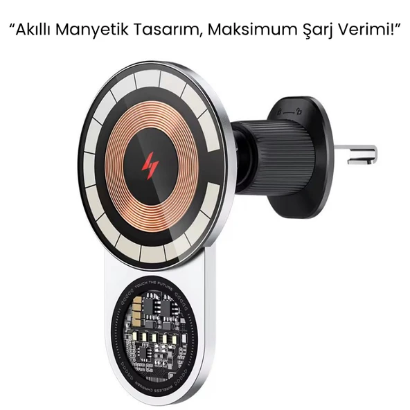 15W Hızlı Şarj Destekli Manyetik Araç Telefon Tutucu, 1200g Güçlü Emiş Gücü , Akıllı Çipli 360 derece Döner Tasarım ürün görseli 1
