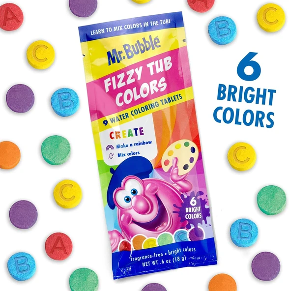 Mr. Bubble Fizzy Tub Colors Banyo Suyu Boyama Tabletleri ürün görseli 1