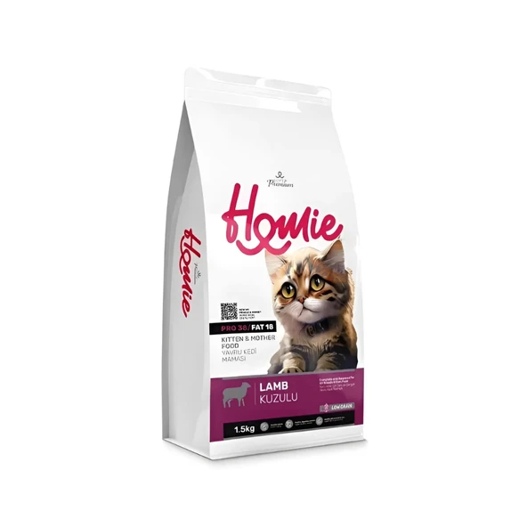 Homie Süper Premium Düşük Tahıllı Mother & Kitten Kuzu Etli Yavru Kedi Maması 1.5 Kg (3 Adet) ürün görseli 1